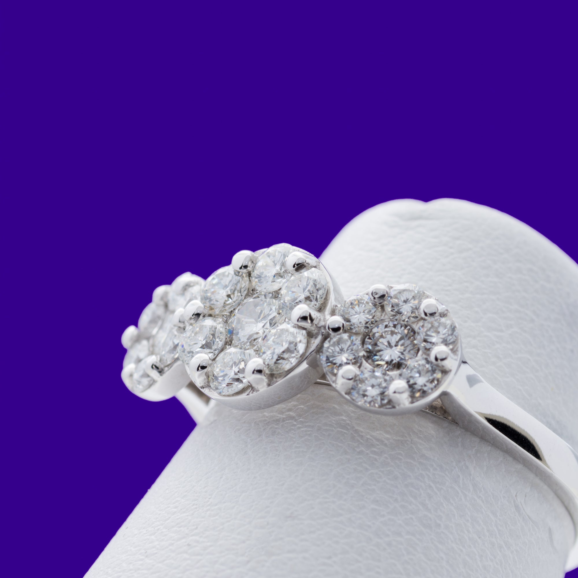 18ct White Gold 1.00ct Trilogy Cluster Diamond Engagement Ring