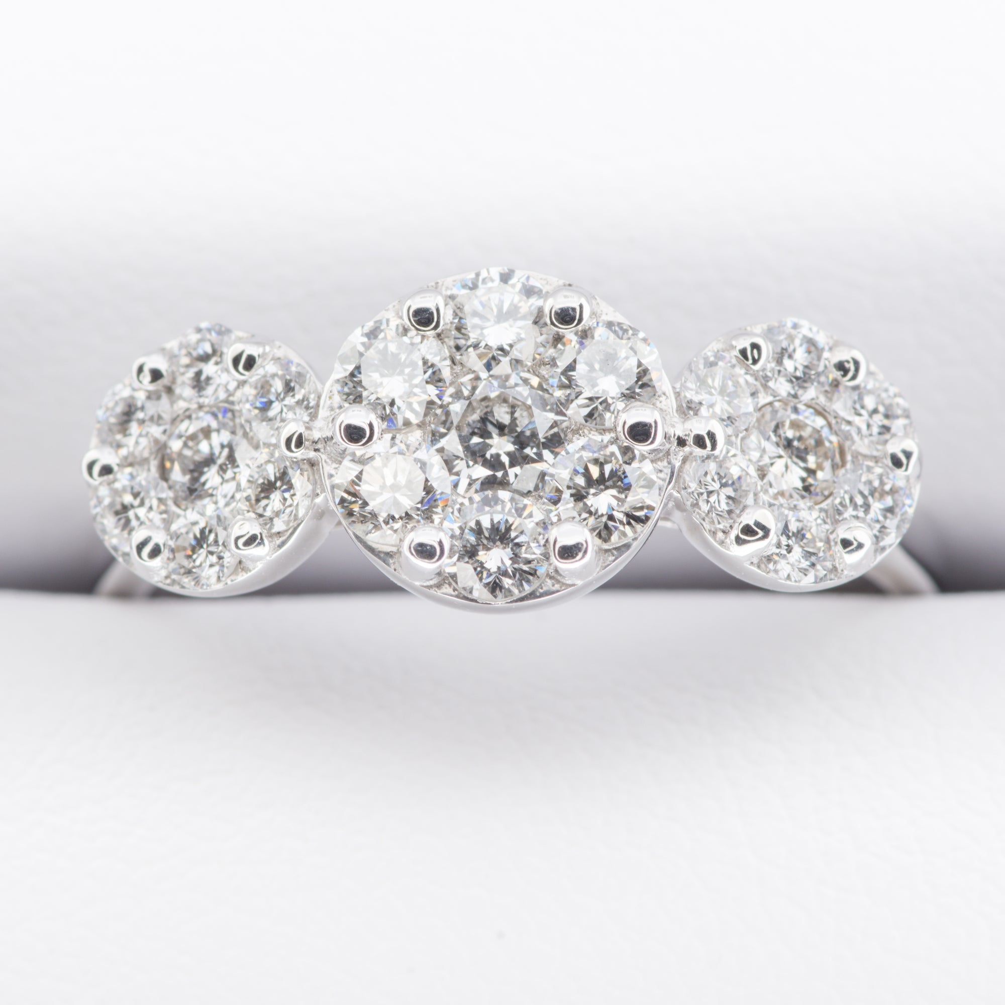 18ct White Gold 1.00ct Trilogy Cluster Diamond Ring