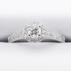 9ct White Gold .54ct Round Brilliant Solitare Pave Halo Diamond Ring