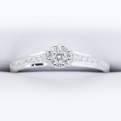 18ct White Gold .25ct Cluster with Diamond set Shoulders