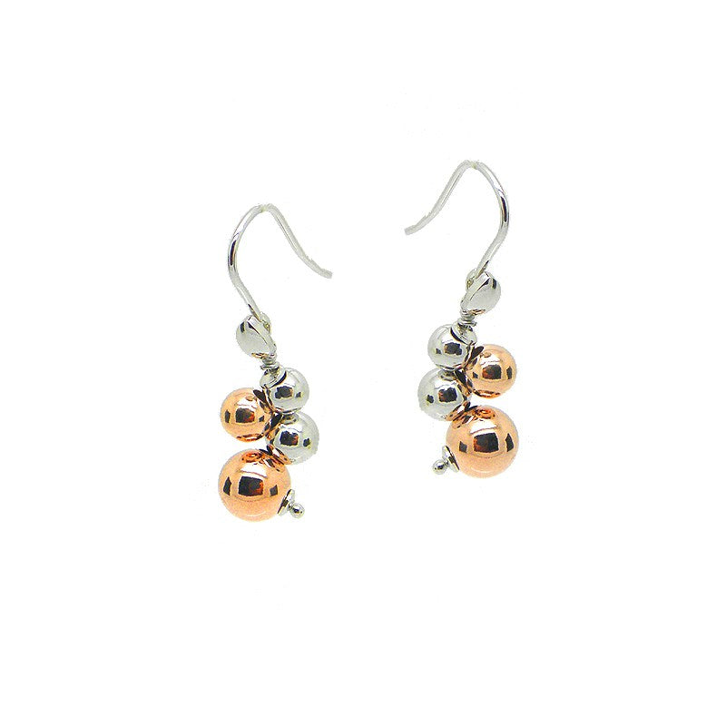 STERLING SILVER ROSE & GOLD PLATED BUNCH BOLAS DROP EARRING