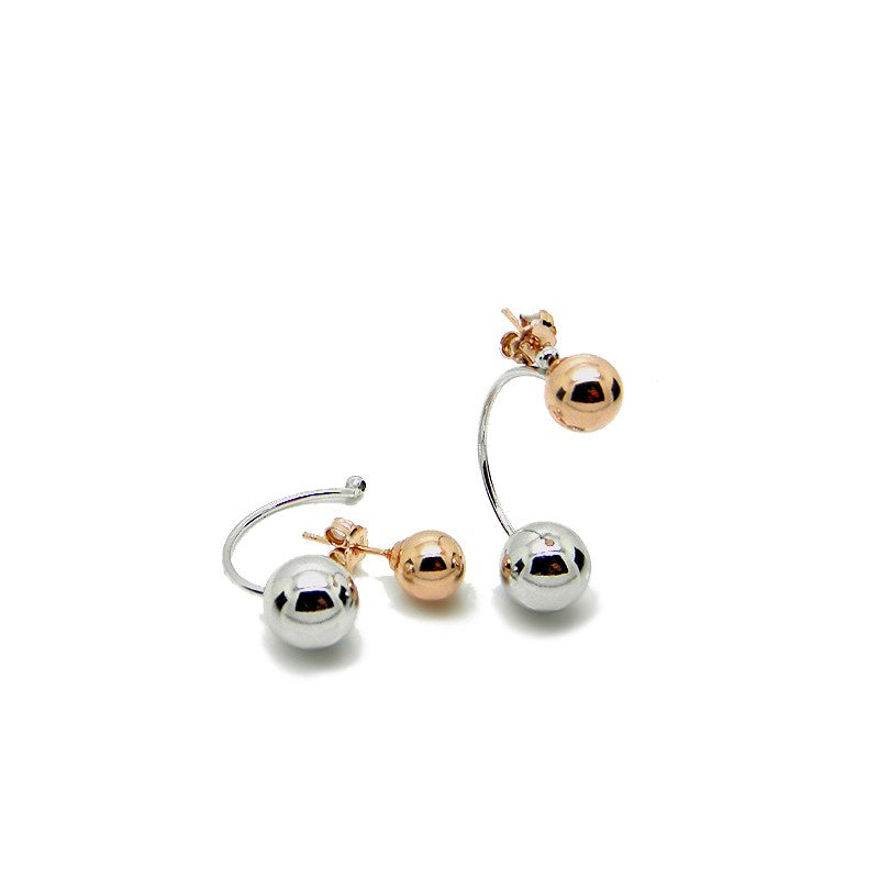 STERLING SILVER ROSE & GOLD PLATED 2 STYLE BOLAS DROP EARRING