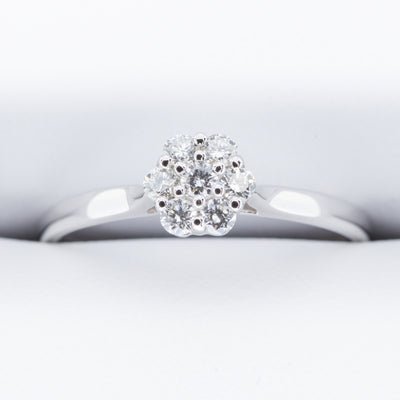 White Gold .25ct Daisy Cluster Diamond Engagement Ring