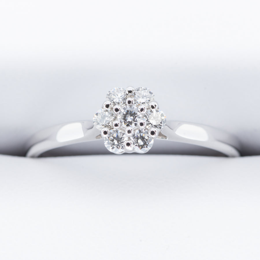 18ct White Gold .25ct Daisy Cluster Diamond Engagement Ring