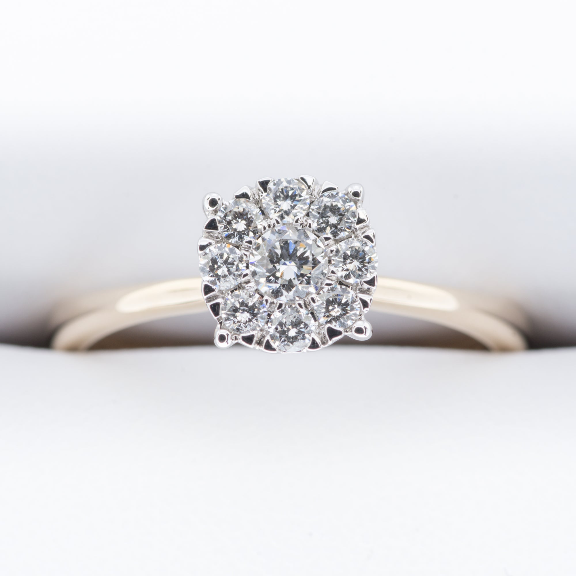9ct Yellow Gold .33ct Solitare Cluster Diamond Ring