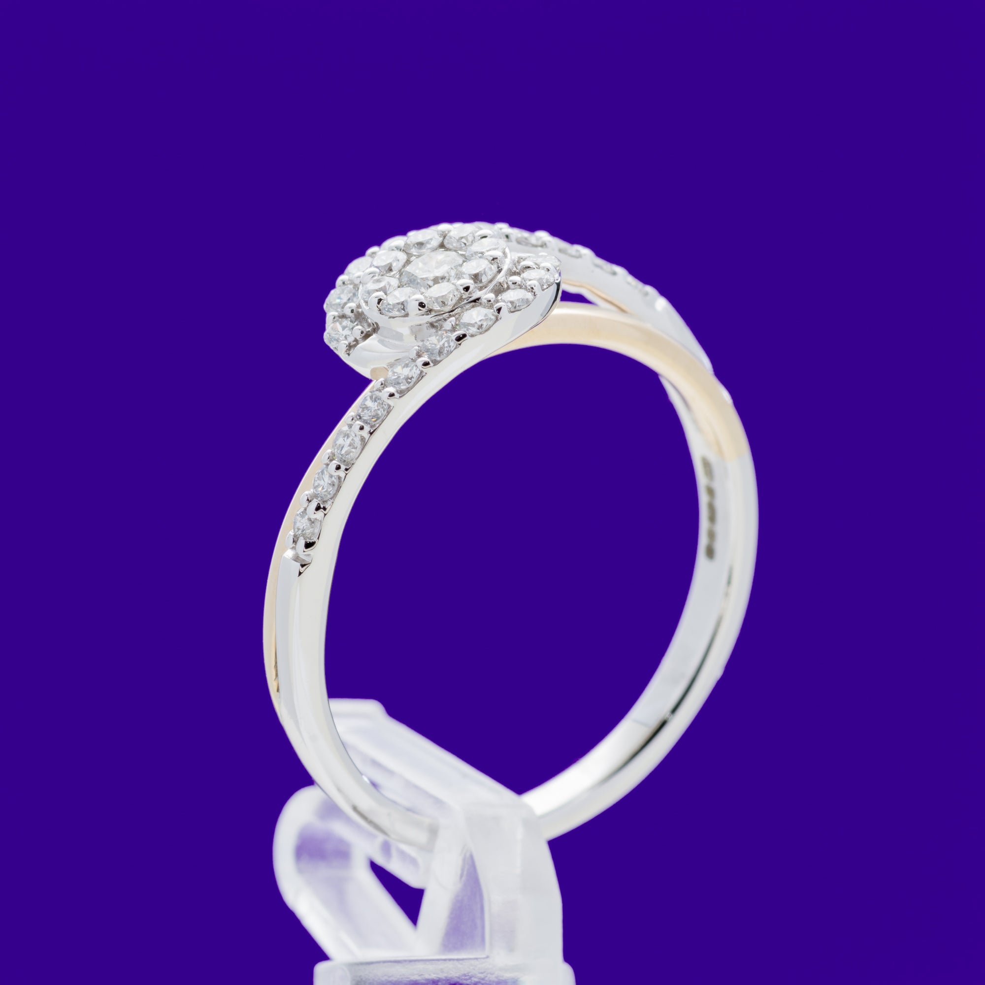 9ct Yellow & White Gold .30ct Twist Cluster Diamond Ring