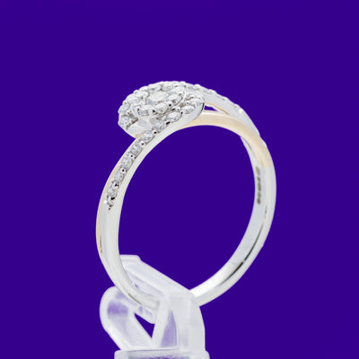 9ct Yellow & White Gold .30ct Twist Cluster Diamond Ring