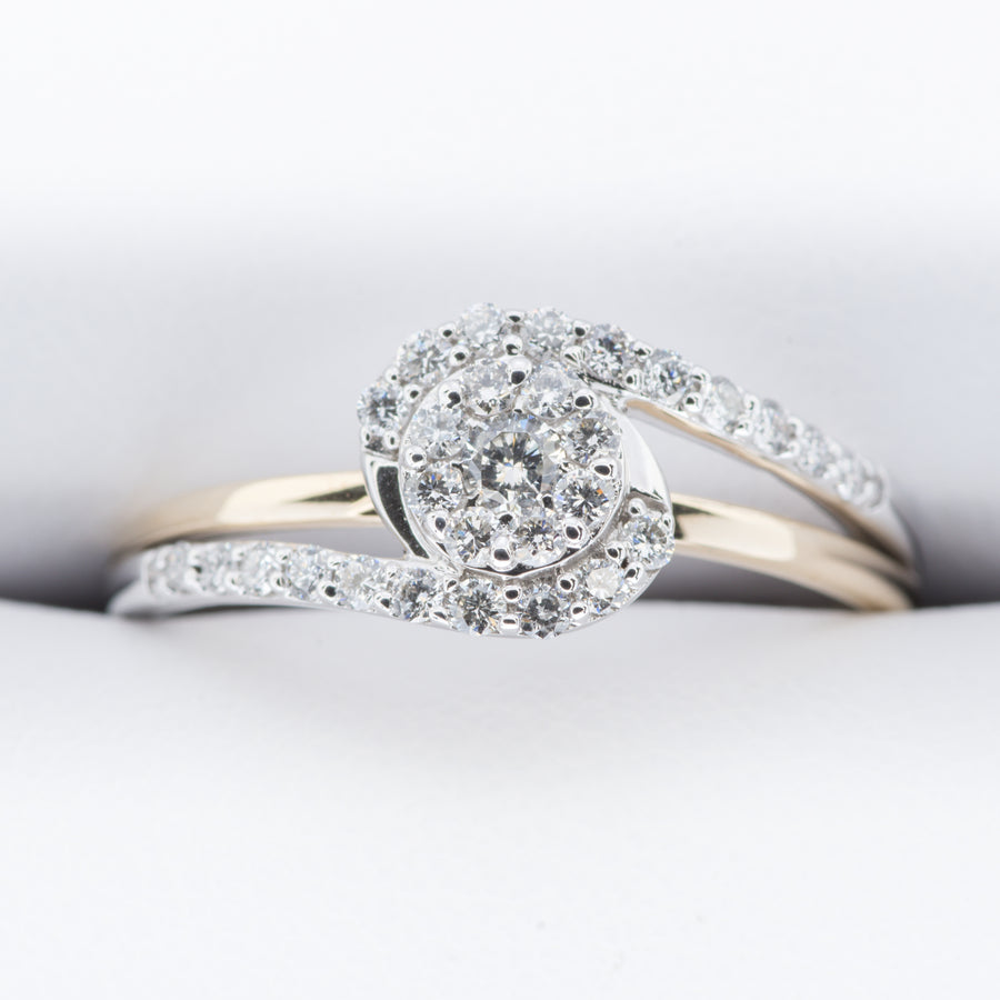 9ct Yellow & White Gold .30ct Twist Cluster Diamond Ring