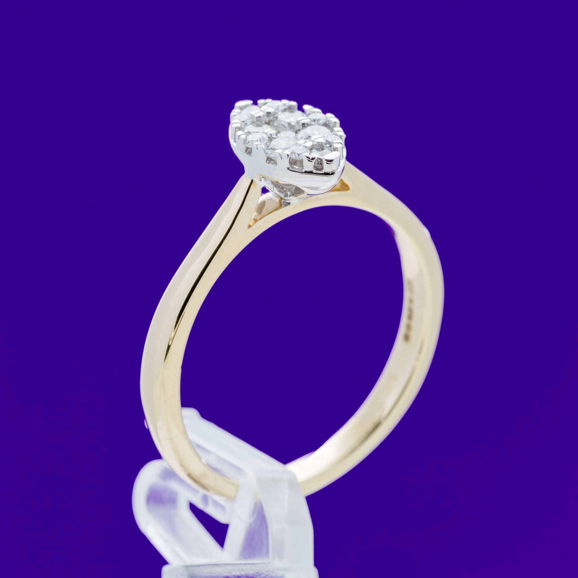 9ct Yellow Gold .25ct Marquise shaped Cluster Diamond Ring