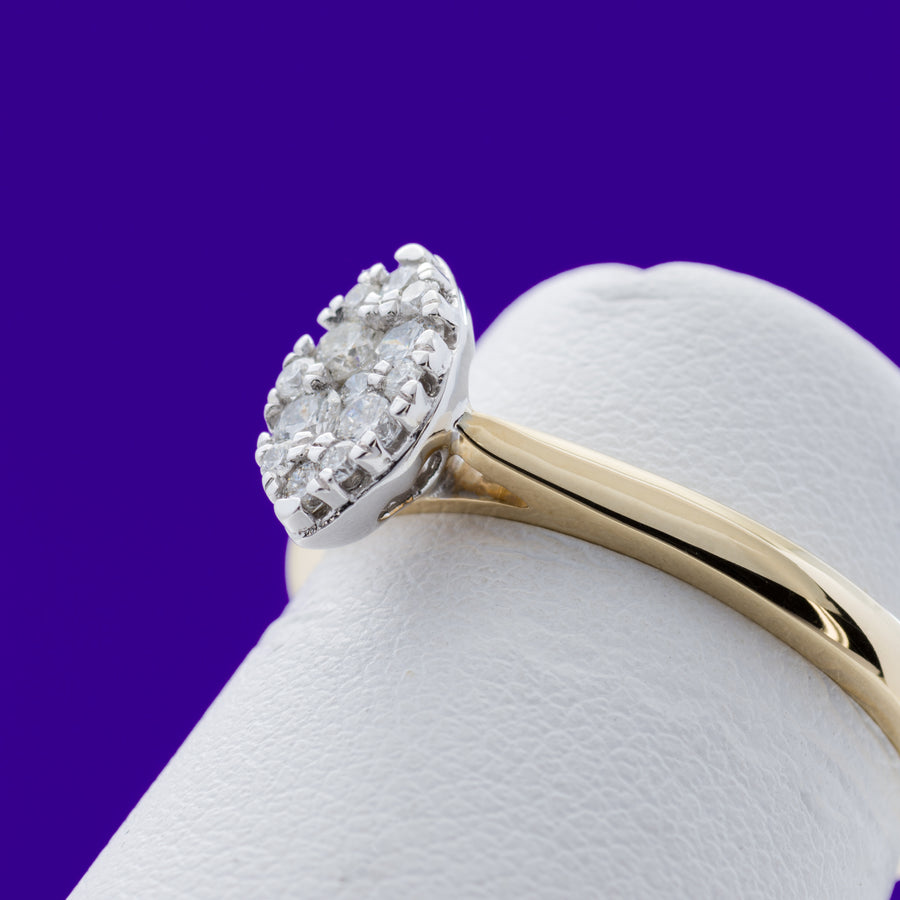 9ct Yellow Gold .25ct Marquise shaped Cluster Diamond Ring