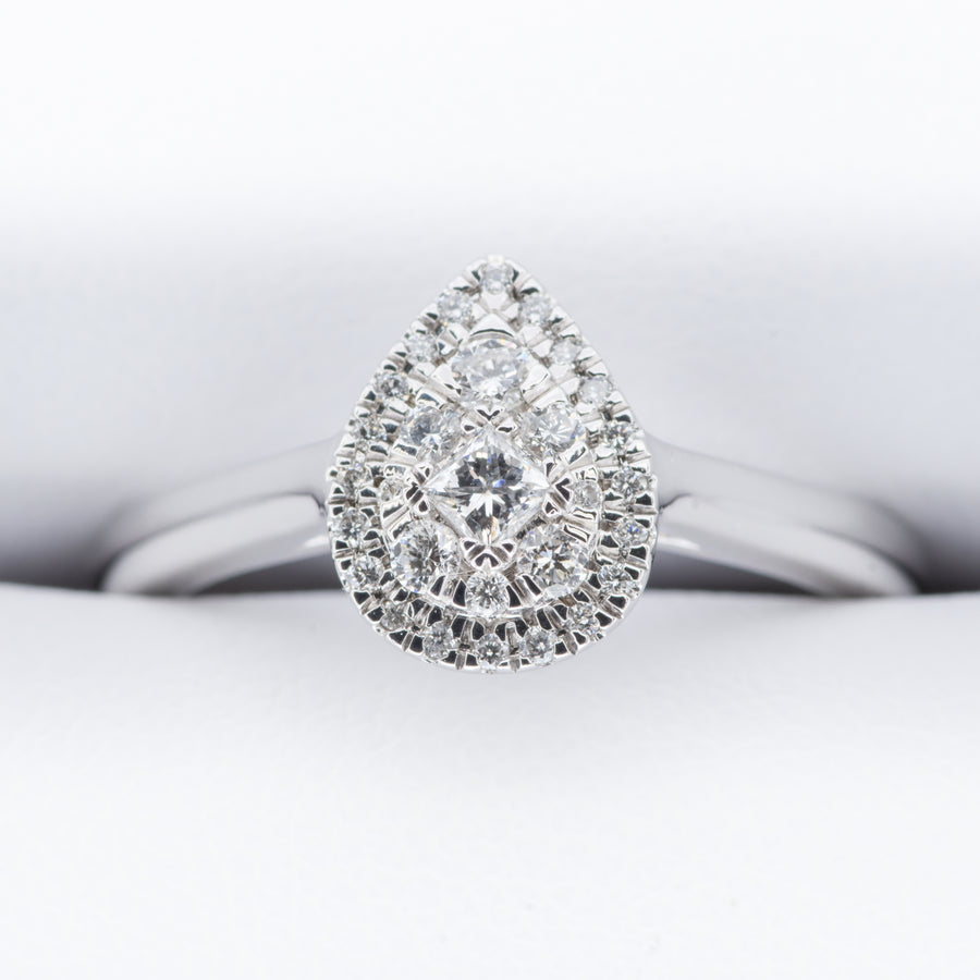 9ct White Gold .25ct Pear shaped Cluster Diamond Ring